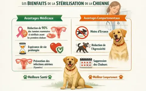 Les bienfaits de la stérilisation chien : réduction des tumeurs, espérance de vie prolongée, moins d'errance et d'agressivité.