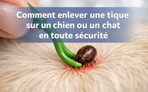 Utilisation d'un tire-tique pour enlever une tique sur un animal.