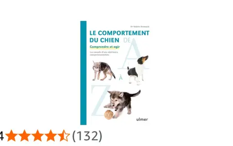 Couverture du livre "Le comportement du chien" par Dr Valérie Dramard, avec des illustrations de chiens et des conseils pour comprendre et agir face aux troubles du comportement canin, y compris l'OCD chez le chien.