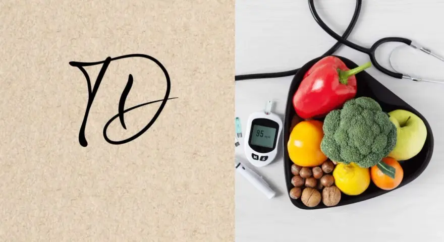Légumes et fruits sains pour un chien diabétique : brocoli, poivron, pomme, mandarine. Glucomètre et stéthoscope à proximité.