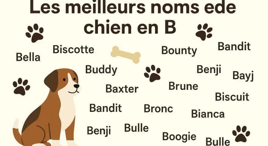 Liste de noms de chien en B : Bella, Biscotte, Buddy, Baxter, Bandit, Benji, Bulle, Boogie, Bounty, Brune, Bianca, Biscuit, Bronc, Bayj.